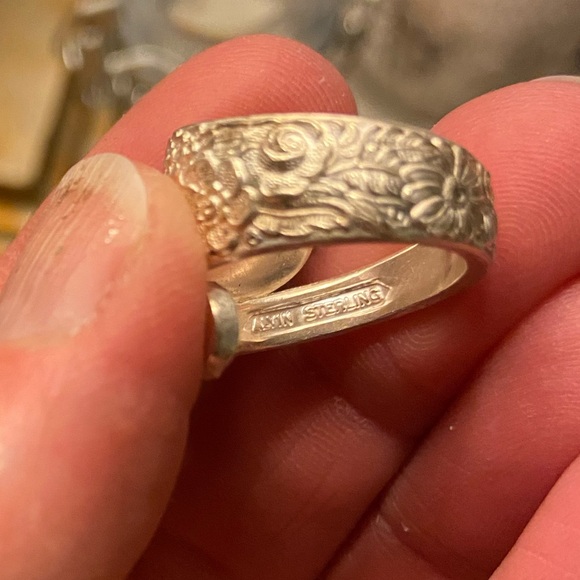 Vintage Alvin Sterling 1932 Bridal Bouquet Rose Silverware Ring - Picture 3 of 8